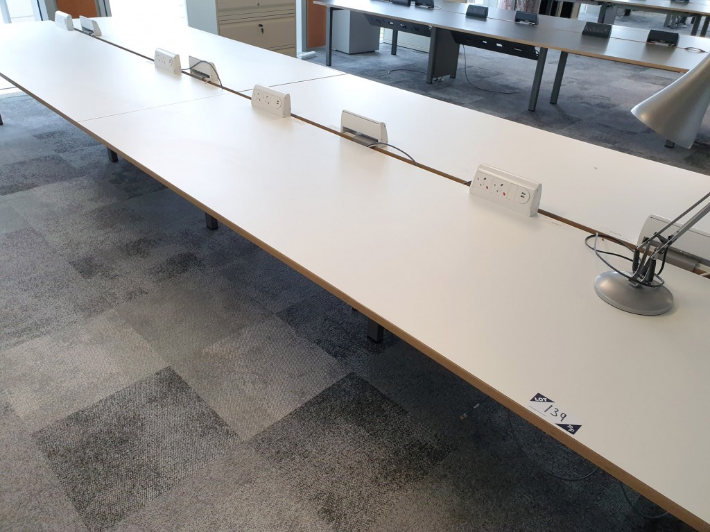 Staverton modular office desk, 8 station, white to...