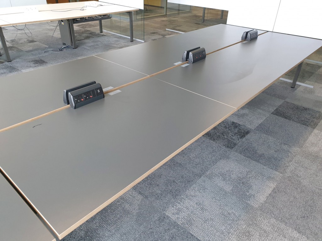 Staverton modular office desk, 6 station, grey top...