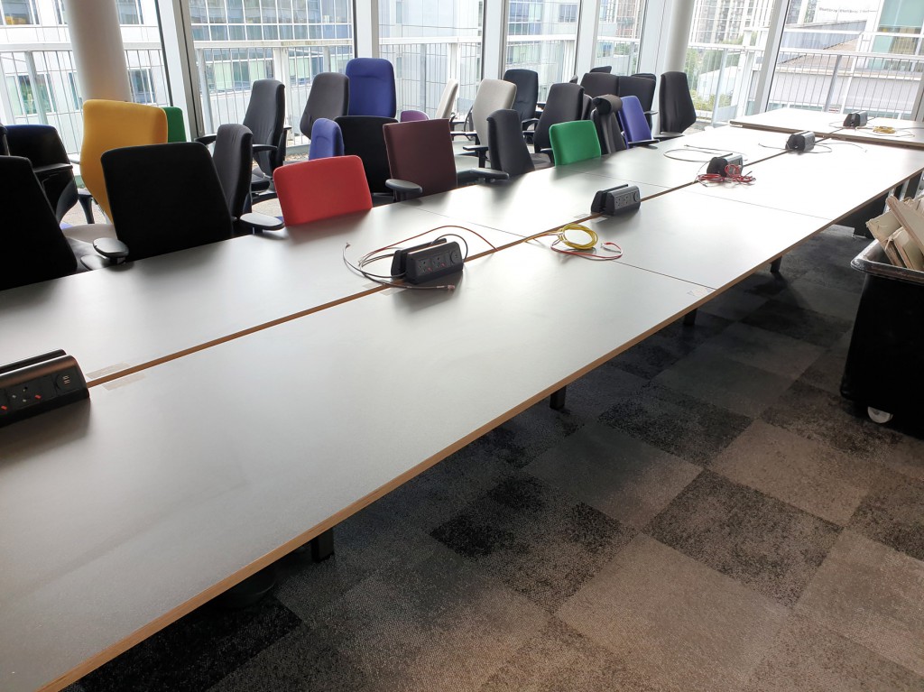 Staverton modular office desk, 10 station, grey to...