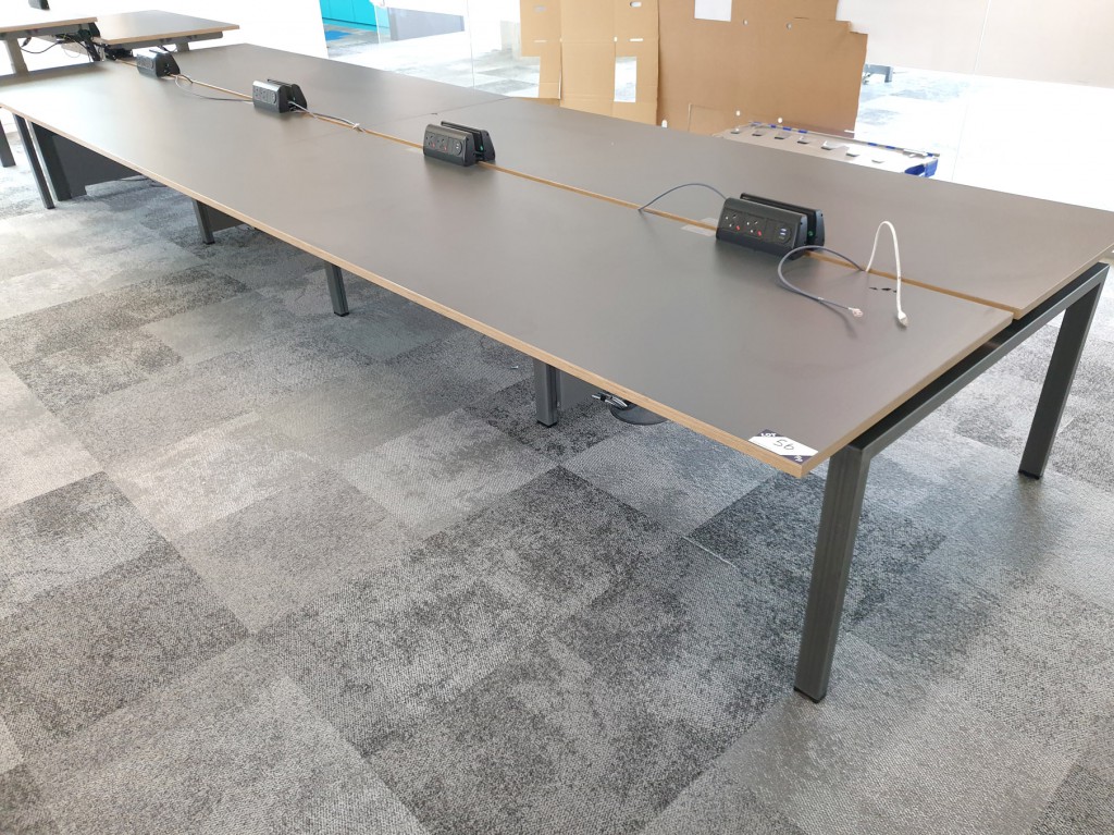 Staverton modular office desk, 8 station, grey top...