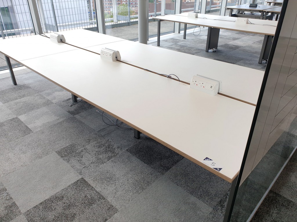 Staverton modular office desk, 6 station, white to...