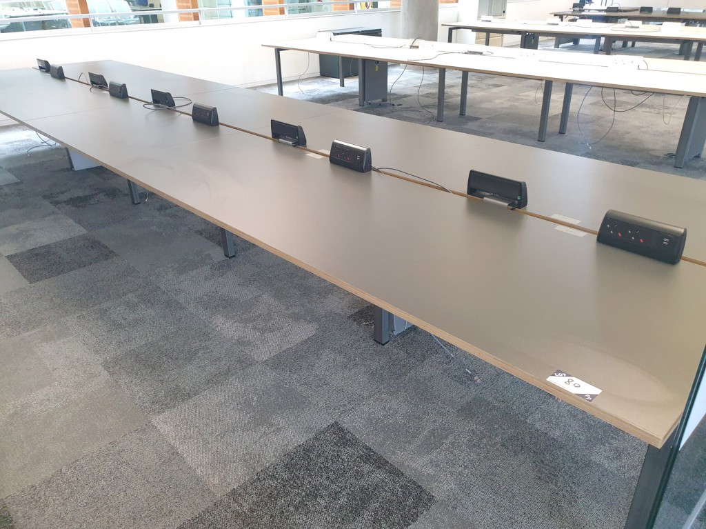 Staverton modular office desk, 10 station, grey to...