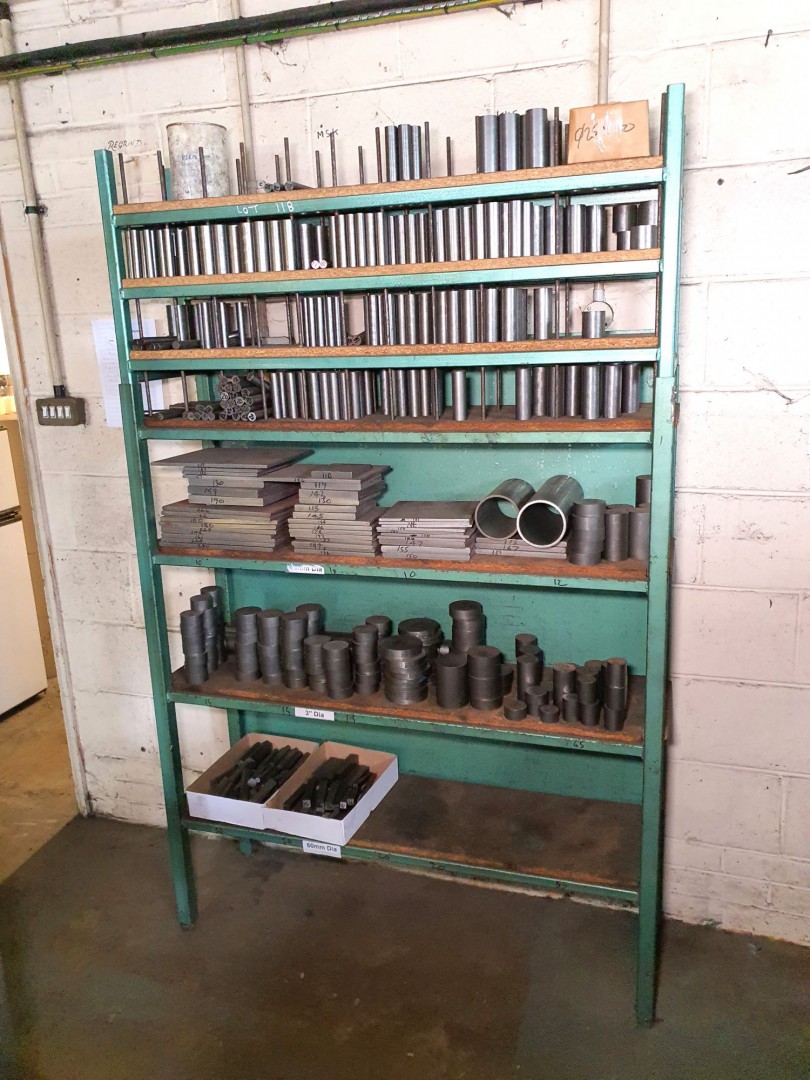 Metal multi shelf storage rack inc: large Qty stee...