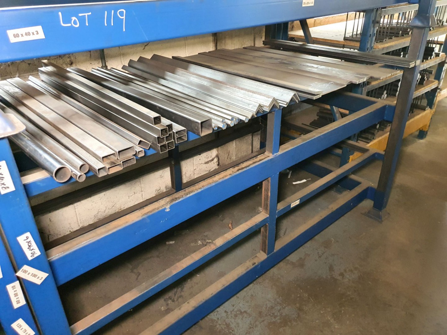 Qty various steel stock inc: box, hexagon, flat, a...