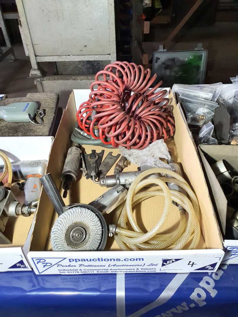 4x various pneumatic hand tools inc: angle drill,...