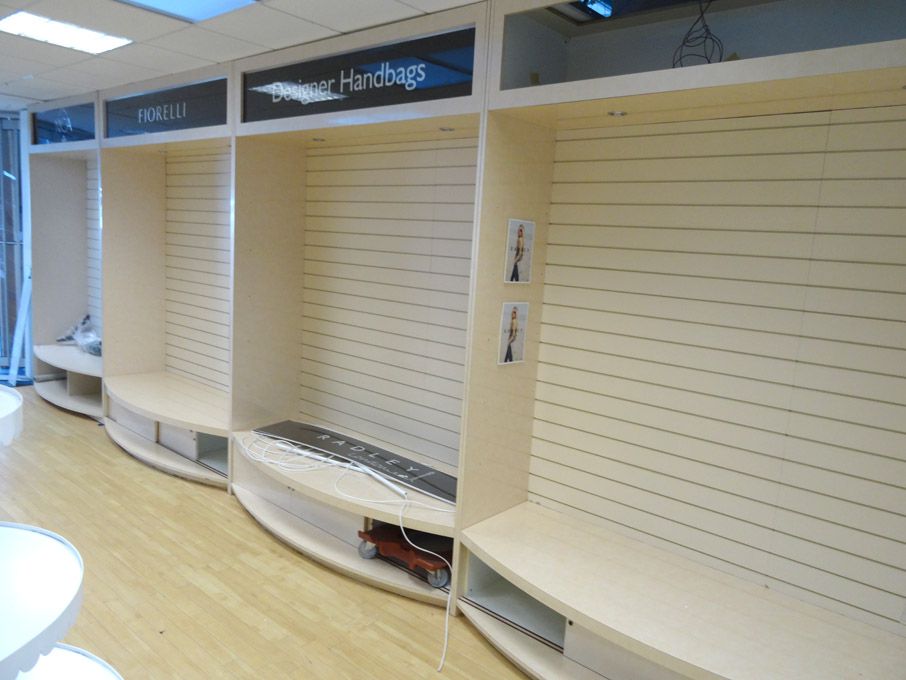 4x maple display stands, 2000mm wide x 2800mm high...