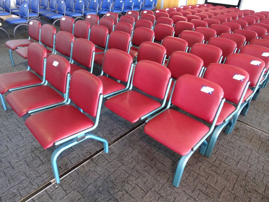 2x 4 seater & 3x 3 seater blue metal frame, burgun...