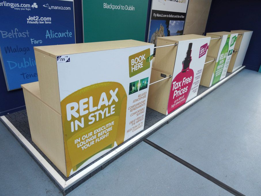 4x Imperial 1200mm wide maple Airline ticket desks