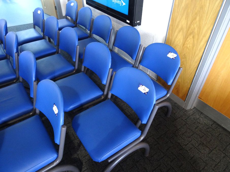 2x 3 seater & 2x 2 seater grey metal frame blue up...