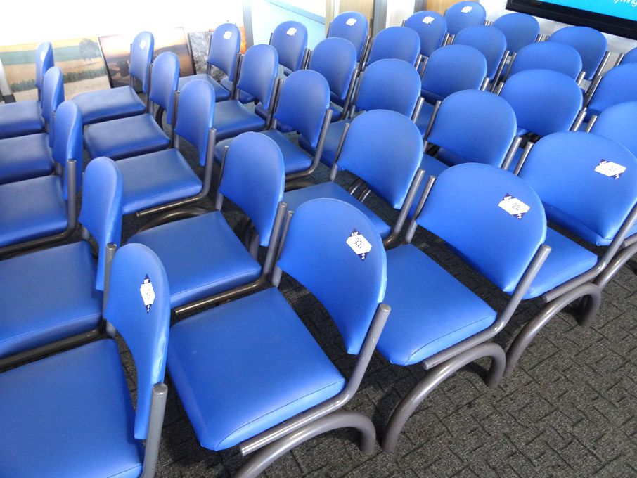 2x 3 seater & 2x 2 seater grey metal frame blue up...