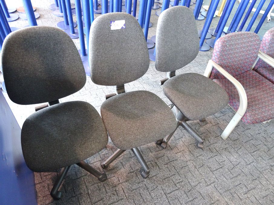 3x charcoal upholstered swivel chairs