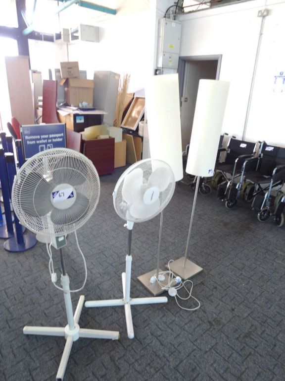 2x floor type lamps & 2x floor type fans, 240v