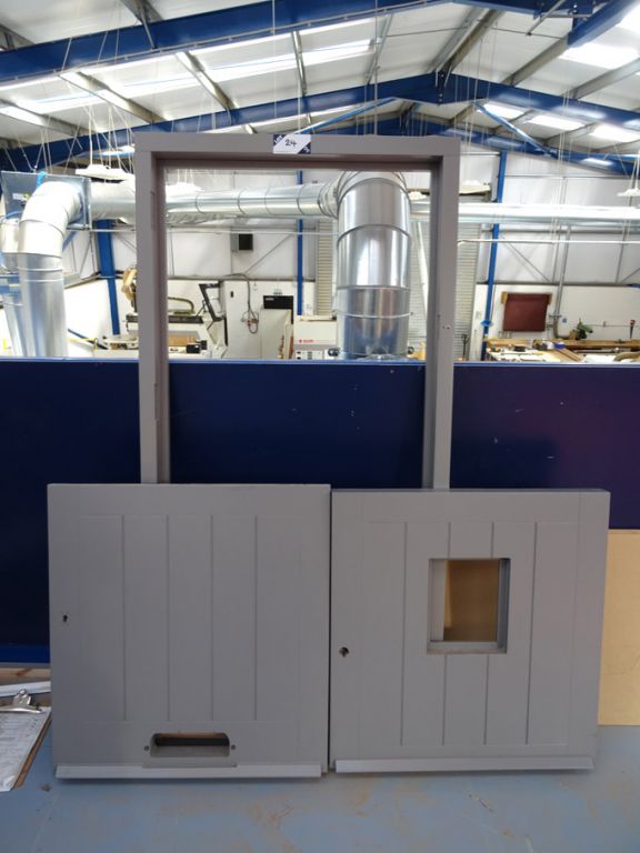 880x1715x100mm wooden exterior 2 section door & fr...