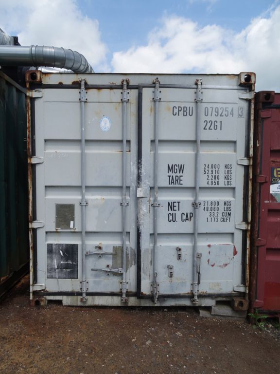 Grey 20ft shipping container, NOG2-07-01 boarded i...
