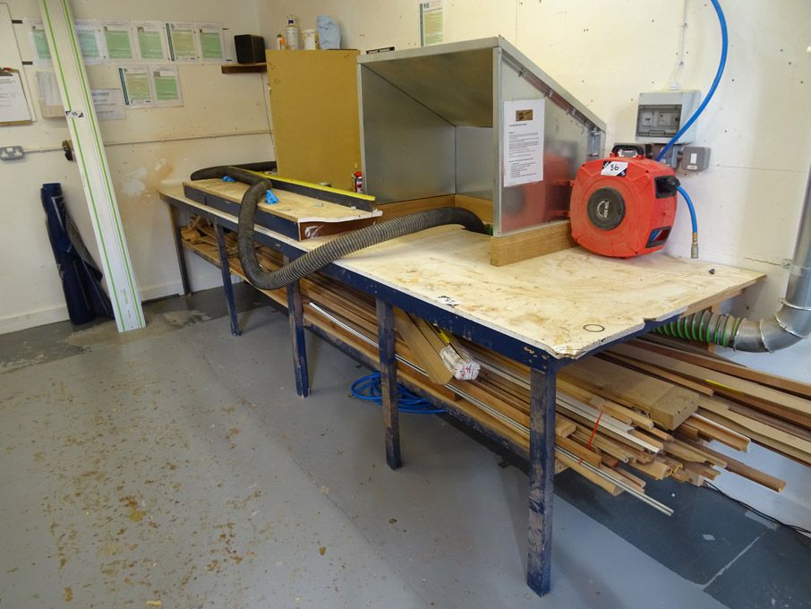 4070x1020mm wooden workbench with extraction hood...
