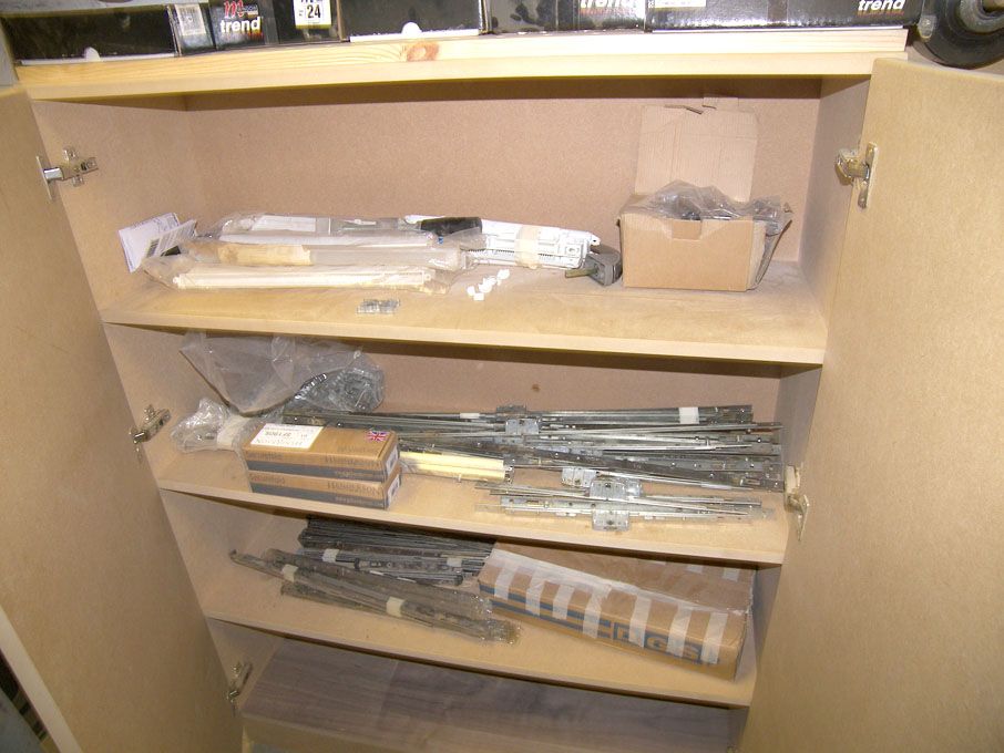MDF 2 door storage cupboard with contents inc: fri...