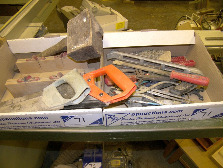 Qty saws, spanners, hammers etc in 2 boxes