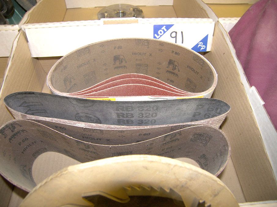 Qty Mikra etc 100mm wide linisher belts & sanding...