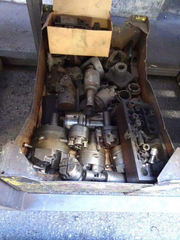 Qty various threading chucks etc in metal stillage
