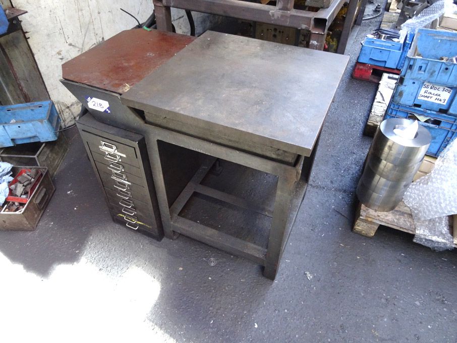 600x600mm approx surface plate on stand with multi...