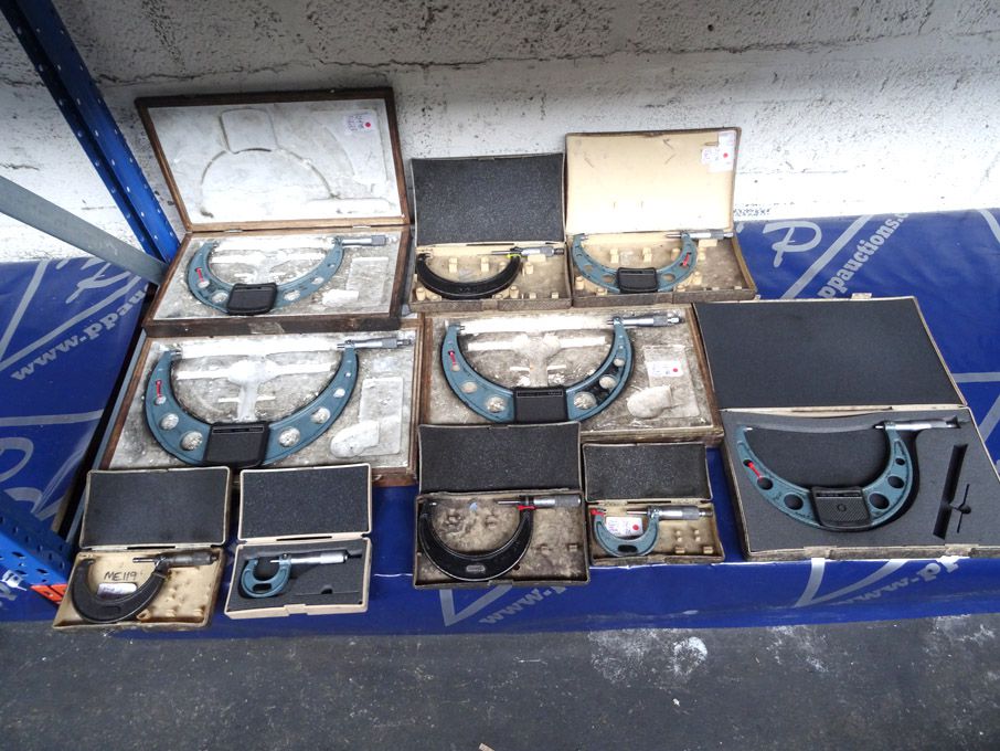 Qty various Mitutoyo, Starrett etc micrometers to...