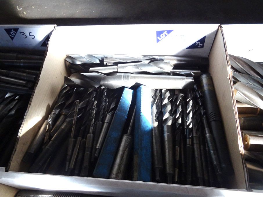 Qty HSS taper shank drills to 1 23/46" approx