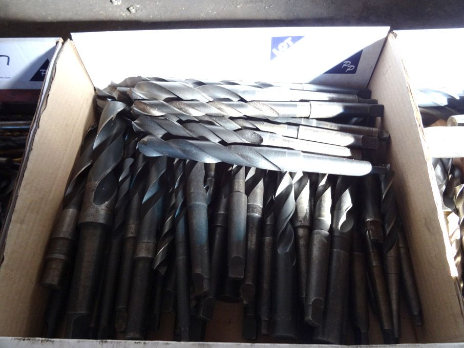 Qty HSS taper shank drills to 1 7/32" approx