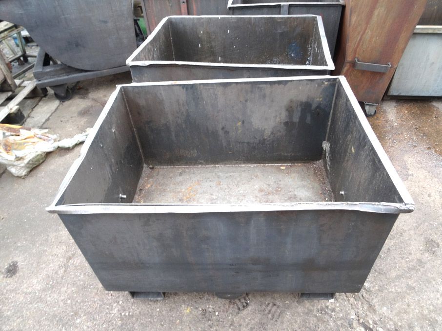 2x mobile metal forkable swarf bins, 1060x750x800m...