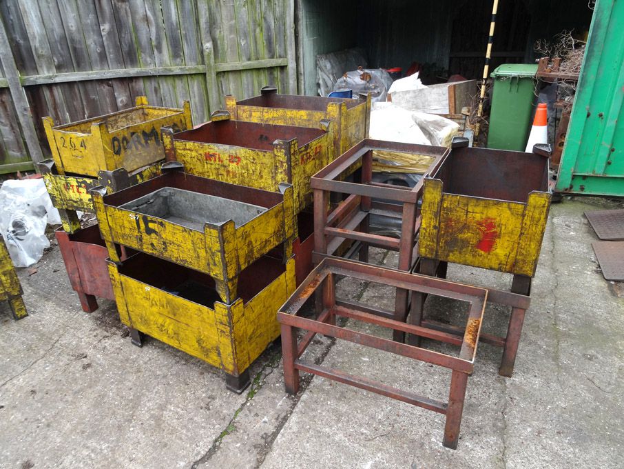 AMEND: 9x solid sided metal stackable stillages, 7...