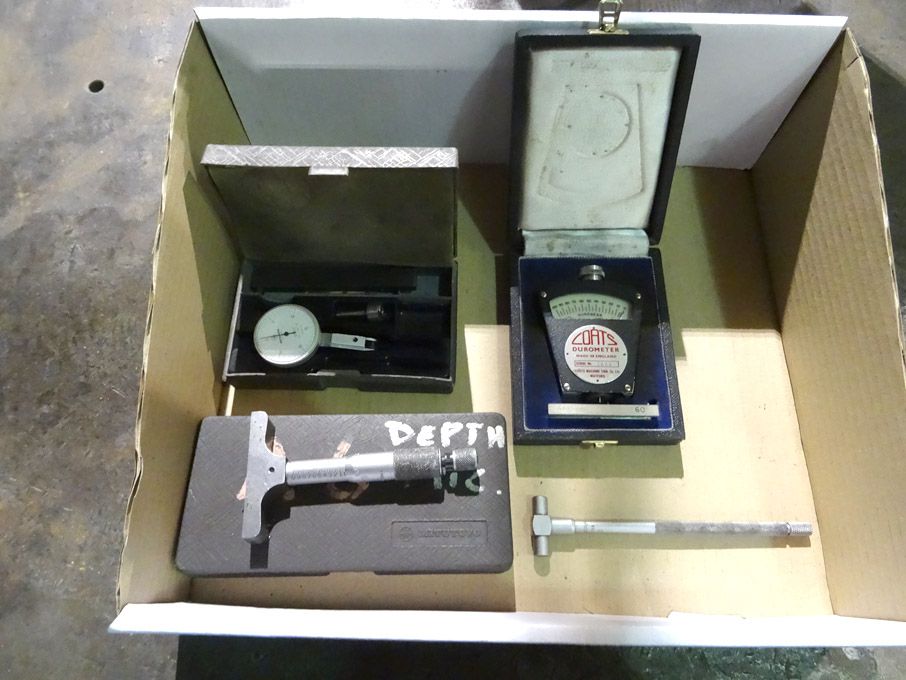 Mitutoyo depth gauge, Coats 3646 durometer in case...
