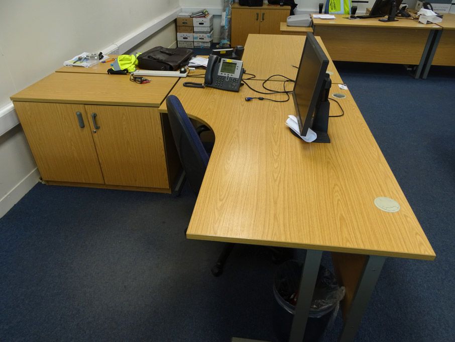 Last Minute Addition: 2x light oak 'L' shape desks...