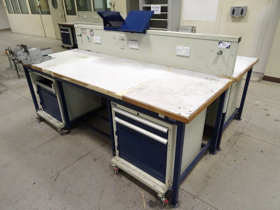 2x Welconstruct 2400x850mm workbenches with built...