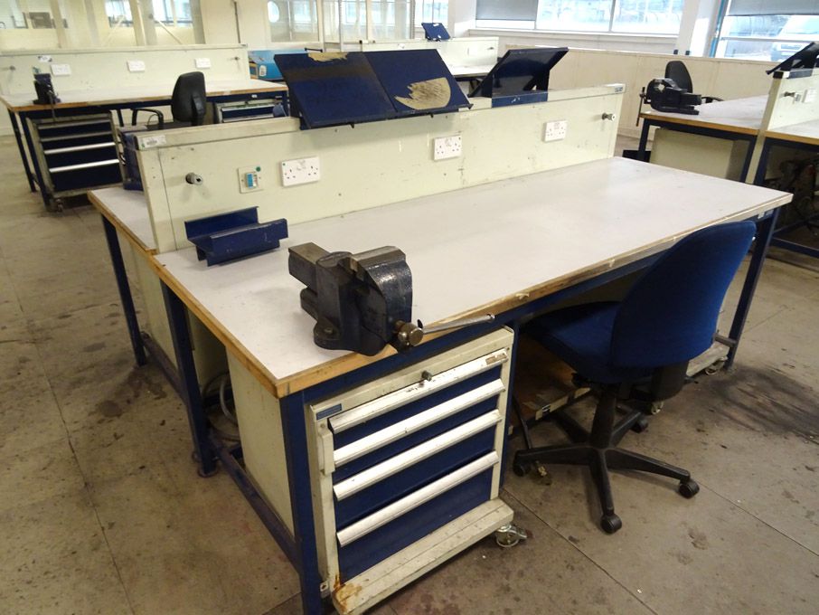 2x Welconstruct 2400x850mm workbenches with built...
