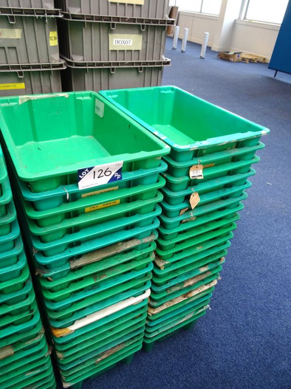 40x WCB W2 green plastic stackable storage boxes,...