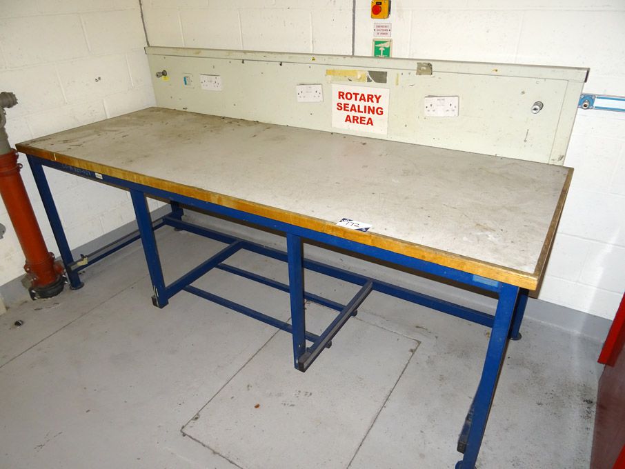 2400x860mm metal frame bench with built in sockets...