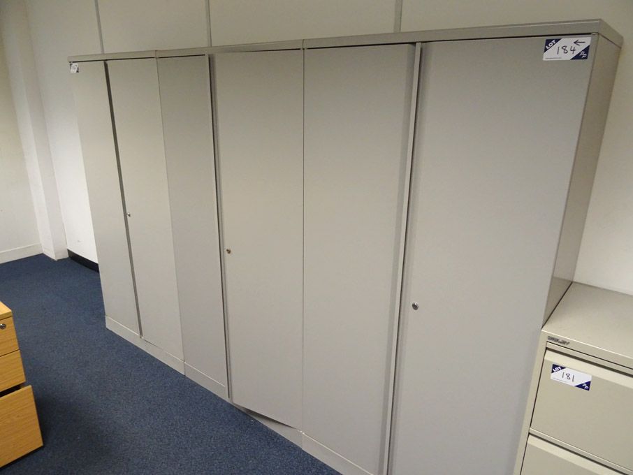 3x grey metal 2 door storage cupboards, 900x450x18...