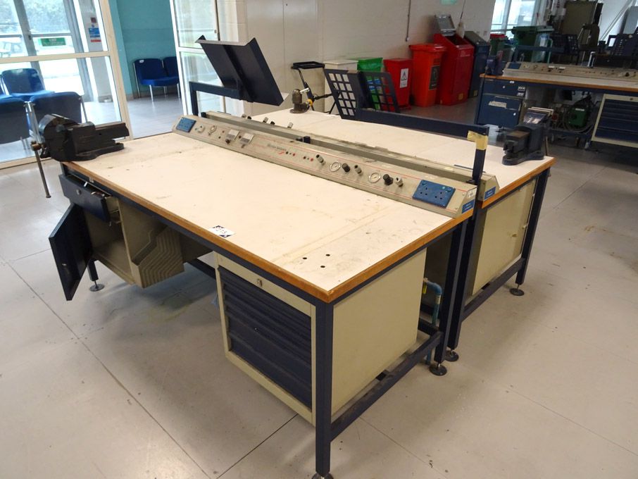 2x Nortek 2000x850mm workbenches with built in cup...