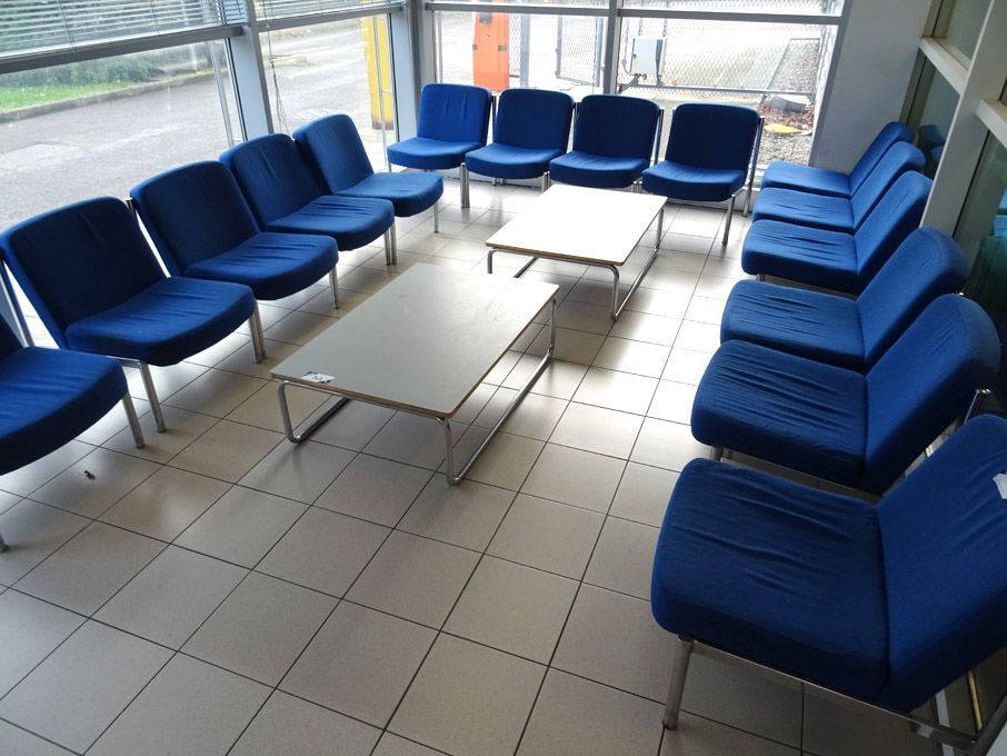 15x blue upholstered / chrome frame waiting room c...