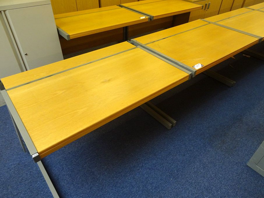 2x light oak office desk with cable trays, 1200x78...