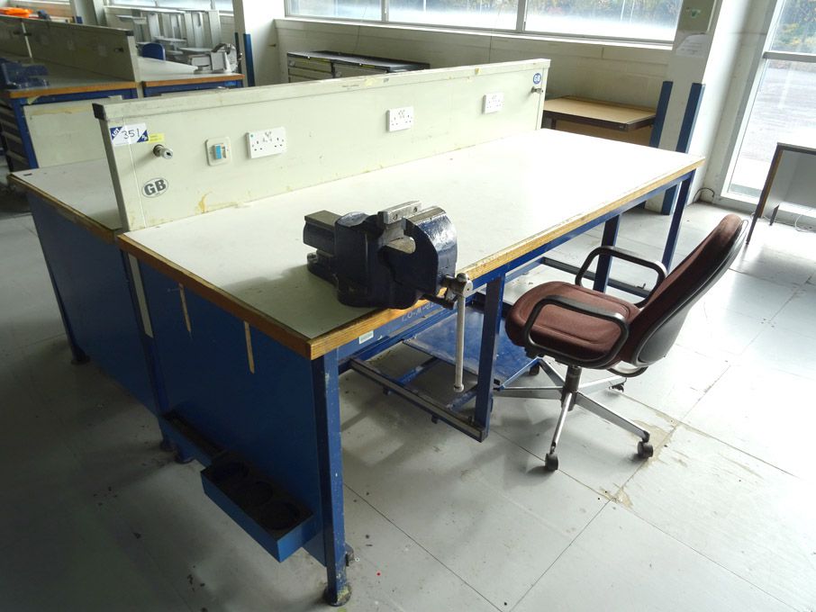 2x Welconstruct 2400x850mm workbenches with built...