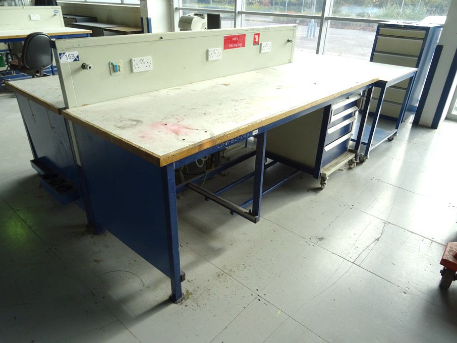 2x Welconstruct 2400x850mm workbenches with built...