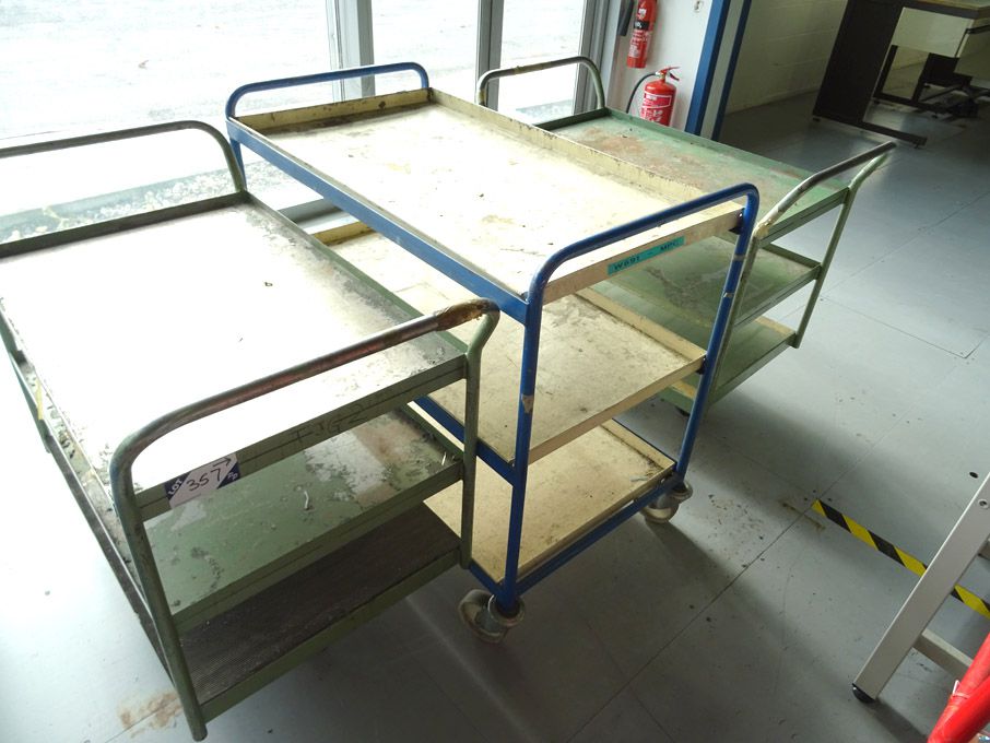 3x mobile storage trolleys, 900x600mm shelf size