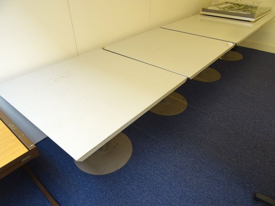 4x grey wooden square office tables, 1000x1000mm