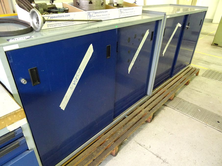 2x Susta twin sliding door storage cabinets with b...