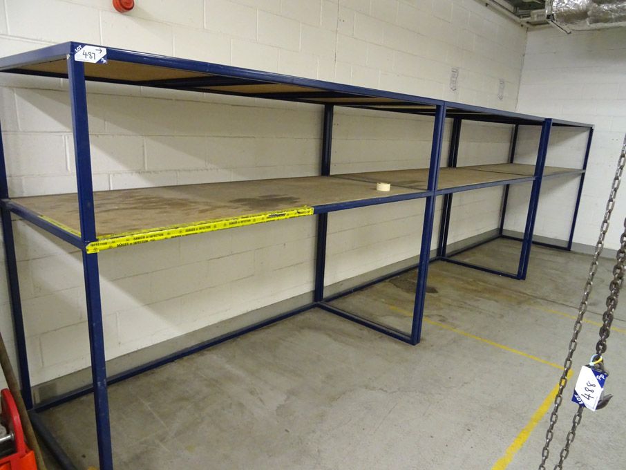 3x metal fixed shelf storage racks, 2400x1000mm sh...
