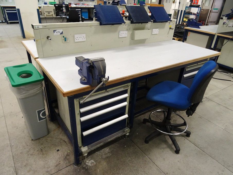 2x Welconstruct 2400x850mm workbenches with built...