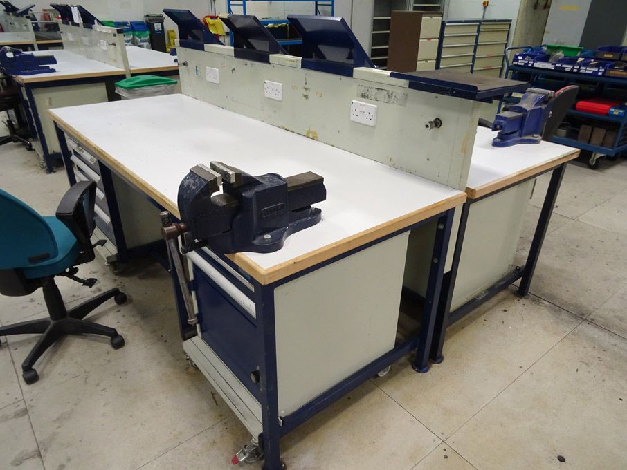 2x Welconstruct 2400x850mm workbenches with built...