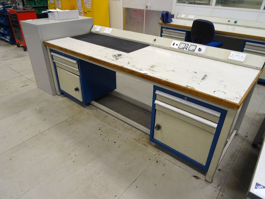 2400x900mm workbench with built in storage & socke...
