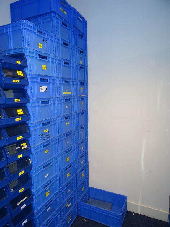 38x Schafer MF6220 blue plastic stackable storage...