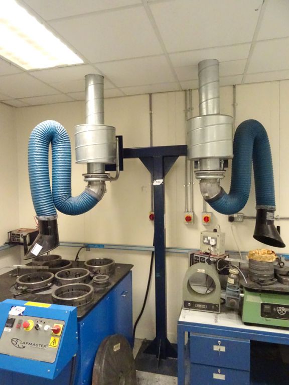 Floor mounted support with 2x Nederman Flexiarm ex...